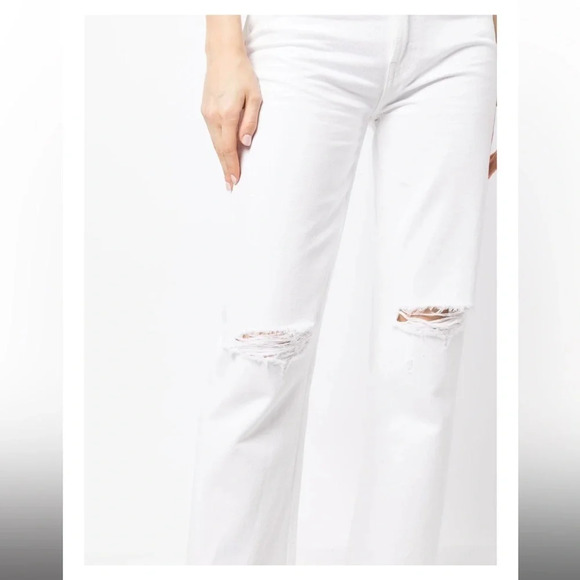 Re/done new with tags size 23 white destroyed 70’s stove pipe cropped jeans - Picture 3 of 14